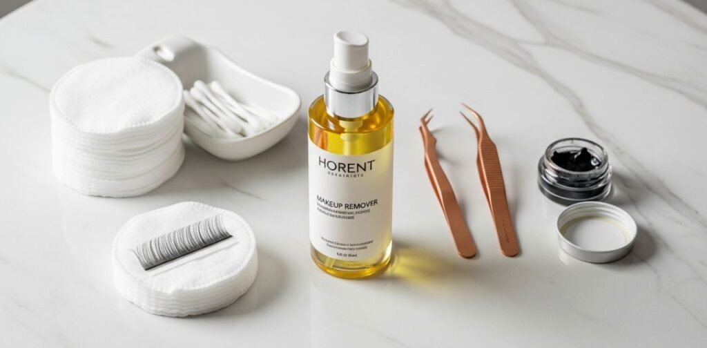 Oil-based makeup remover for eyelash extensions