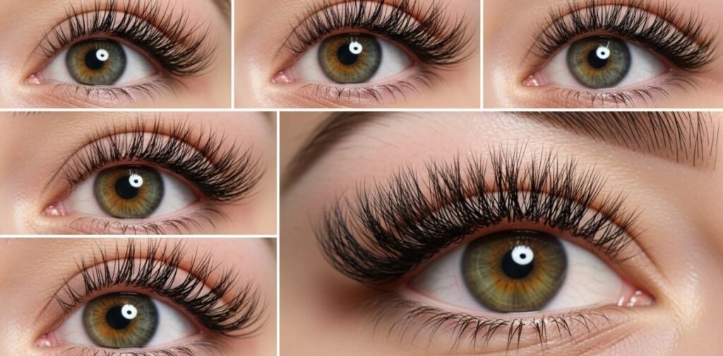 Different eyelash extension styles on eye shapes